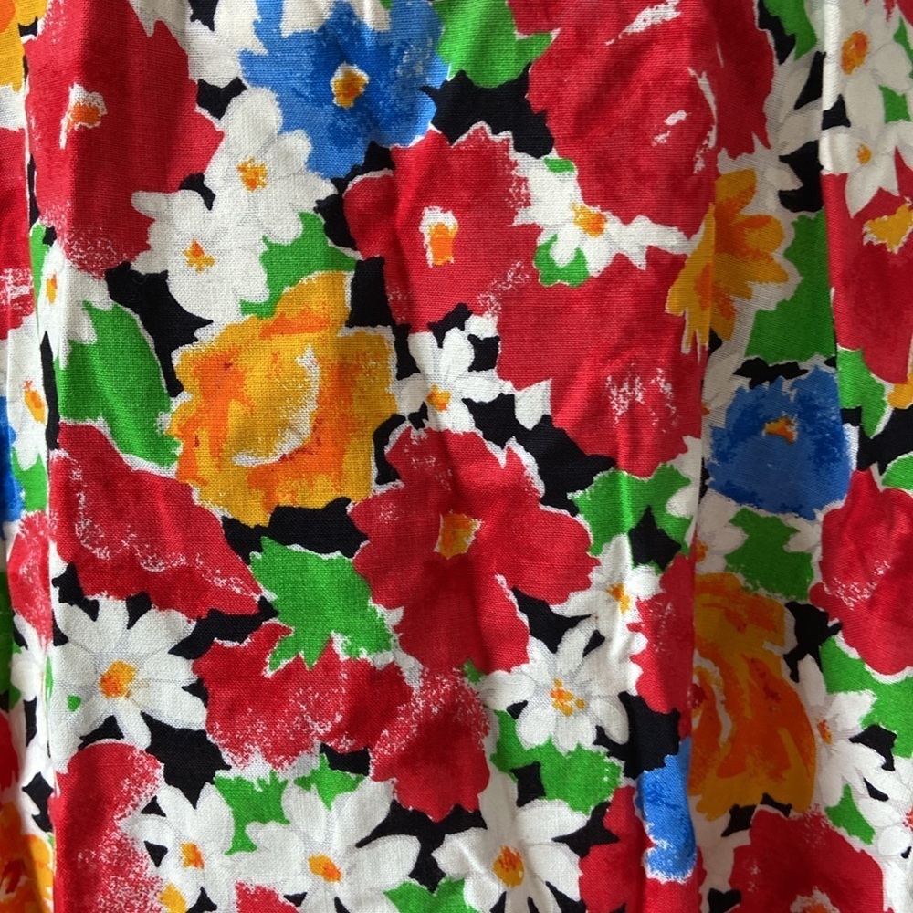 Vintage Paris Sport Club Skater Dress Mini Floral Belted Size 10 A-Line Black - Picture 7 of 15